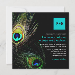 Photography Peacock Feathers Photo Wedding 2 Invitation