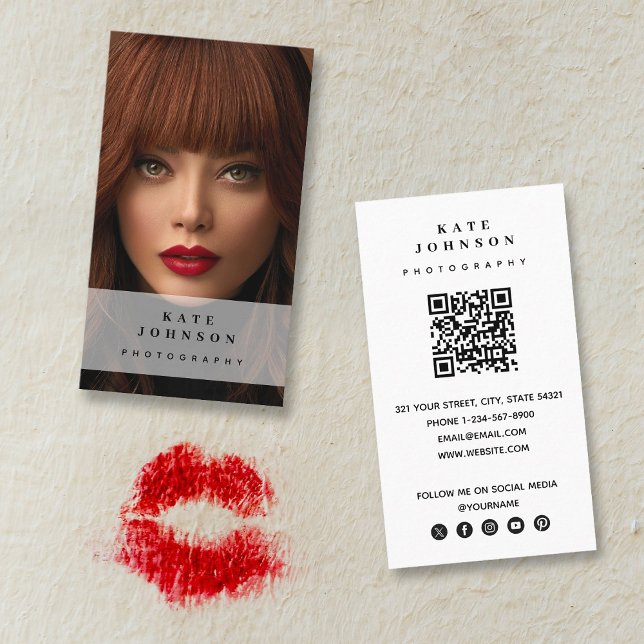 Photography Photo Modern Social Media QR Code Business Card (Photography Photo Modern Social Media QR Code Business Card)