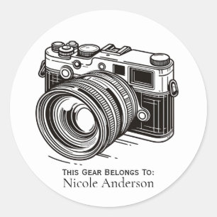 Photography Photographer Black DSLR Camera Classic Round Sticker