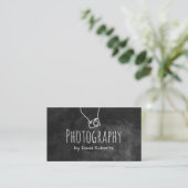Photography Photographer Camera Rustic Chalkboard Business Card (Standing Front)