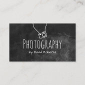Photography Photographer Camera Rustic Chalkboard Business Card (Front)