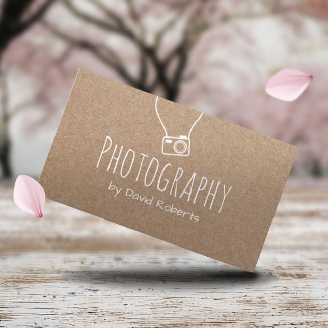 Photography Photographer Camera Rustic Kraft Business Card (Creator Uploaded)