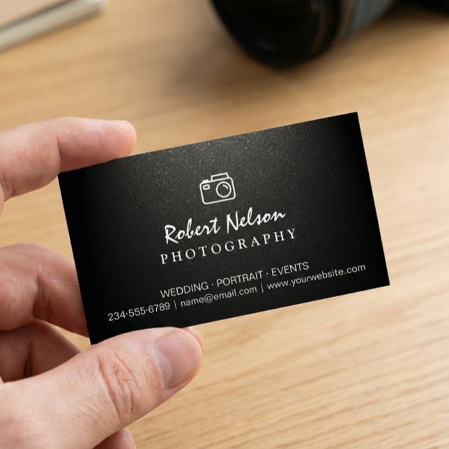 Photography Photographer Camera Simple Matte Black Magnetic Business Card (Creator Uploaded)