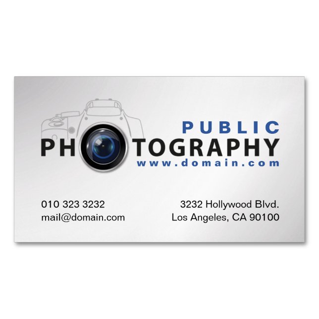 Photography Photographers Camera Lens Magnetic Business Card (Front)