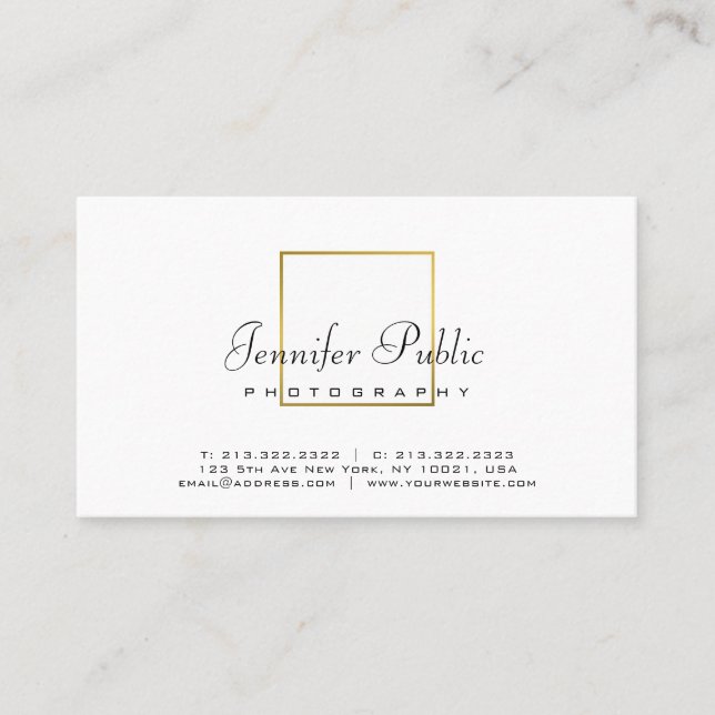 Photography Plain Elegant Gold Look Photographer Business Card (Front)