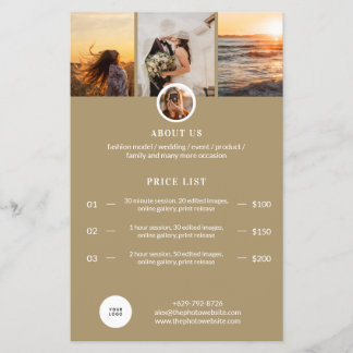 Photography Pricing Guide Price List Session Fee Flyer