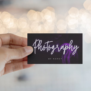 Photography Purple Smoke Neon   Business Card