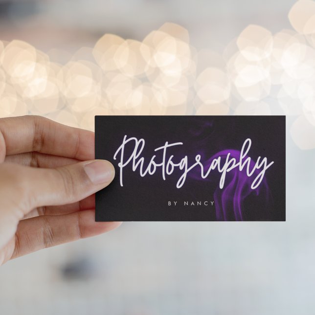 Photography Purple Smoke Neon   Business Card (Creator Uploaded)