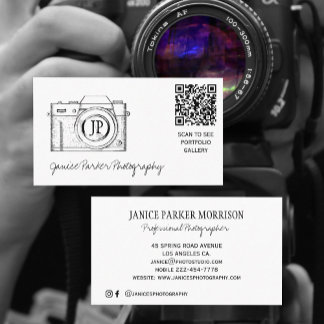 Photography QR CODE camera photographer Business Card