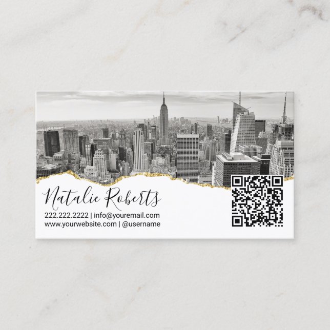 Photography QR Code Custom Photo Minimalist Business Card (Front)