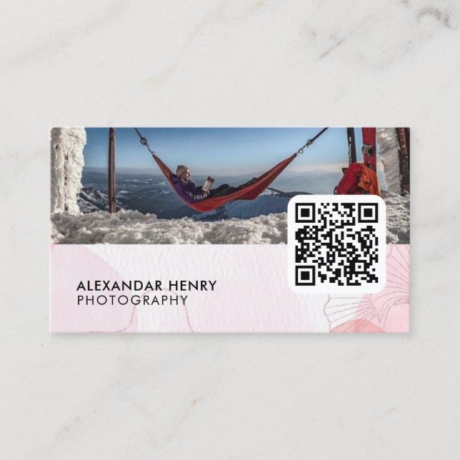 Photography QR Code | Modern Photo Photographer Bu Business Card (Front)