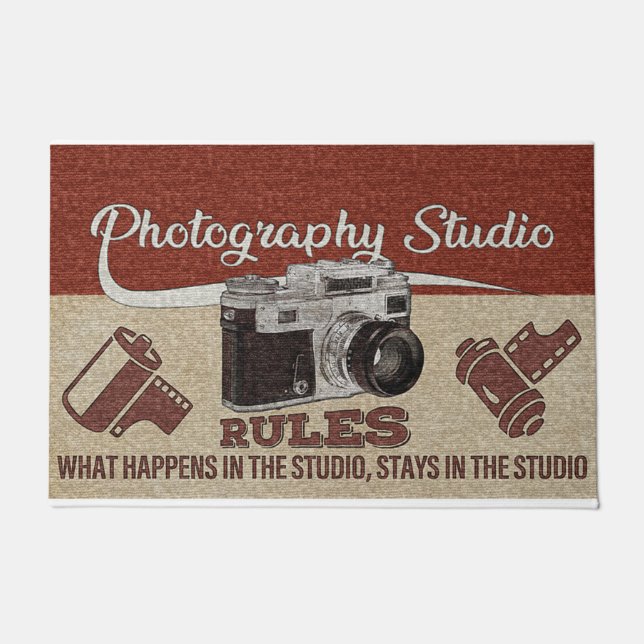 Photography Studio Rules Rug, Cameraman Gift Doormat (Front)