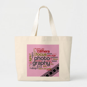 Photography Text Art - Pink Large Tote Bag