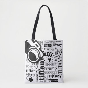 Photography Text Name Pattern Custom Tote Bag