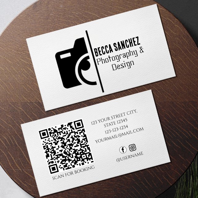 Photography trendy qr code social media business card (Creator Uploaded)