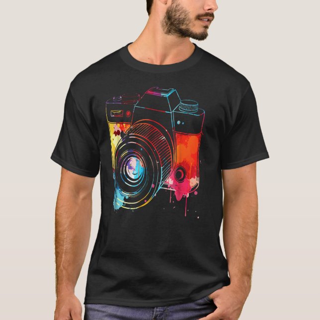 Photography Watercolor Camera Photographer Photo T T-Shirt (Front)