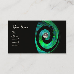 PHOTON SWIRL GEM MONOGRAM black green white Business Card