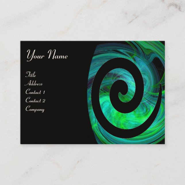 PHOTON SWIRL green black Business Card (Front)