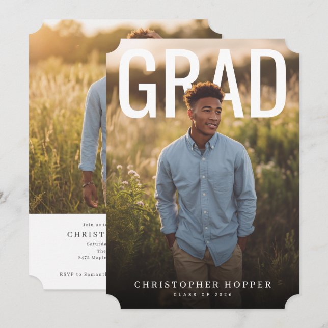 PhotoPop Contemporary Graduation Party Invitation (Front/Back)