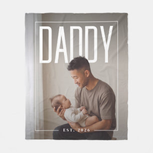 PhotoPop Daddy Est Custom Year Photo Fleece Blanket