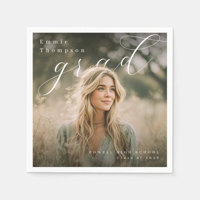 PhotoPop Elegant Script Graduation Napkin (Front)