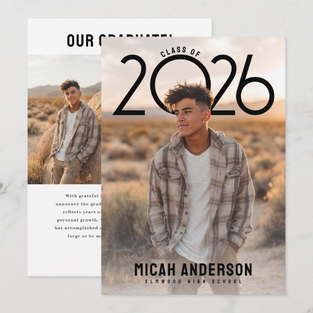 PhotoPop Modern Graduation  Announcement (Front/Back)
