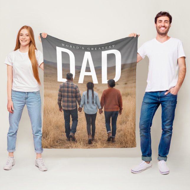 PhotoPop Worlds Greatest Dad Fleece Blanket (In Situ)