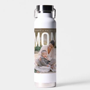 PhotoPop Worlds Greatest Mom Custom Photo Water Bottle