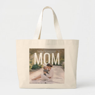 PhotoPop Worlds Greatest Mum Custom Photo Large Tote Bag