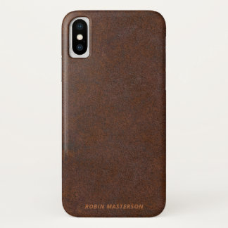 Photorealistic Dark Brown Rusty Metal iPhone X Case