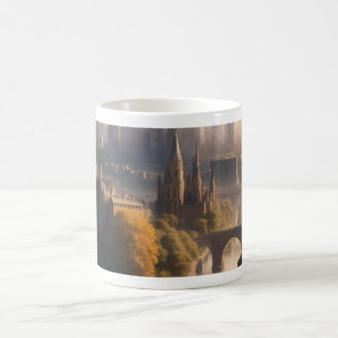 Photorealistic image of a beautiful cityscape coffee mug