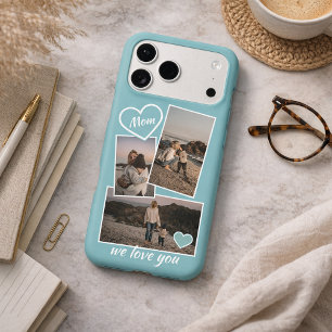 Photos And Heart On Light Turquoise Teal Blue