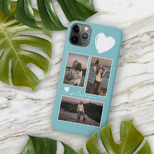Photos And Heart On Light Turquoise Teal Blue Case-Mate iPhone Case