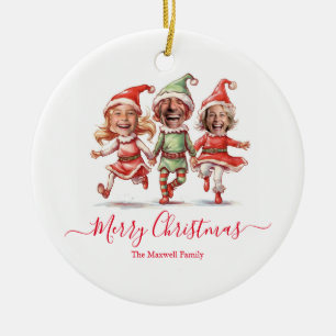 Photos Christmas elves Ceramic Ornament