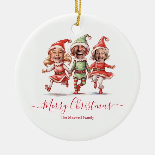 Photos Christmas elves  Ceramic Ornament (Front)