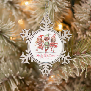 Photos Christmas elves  Snowflake Pewter Christmas Ornament