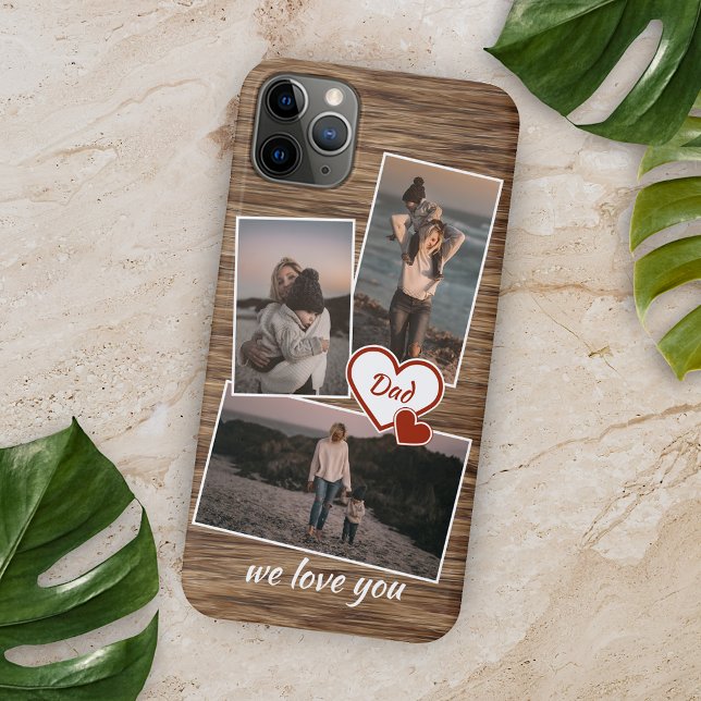 Photos For Mum Dad And Love Heart On Wood Pattern Case-Mate iPhone Case (Creator Uploaded)