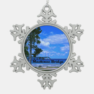 Photos of different areas of the United States Snowflake Pewter Christmas Ornament