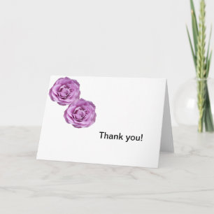 Photos of lavender coloured roses on a Thank you Card