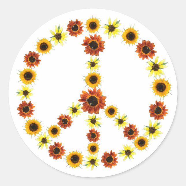 Photos of Sunflowers Peace Sign Stickers (Front)