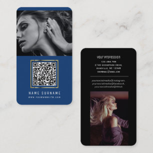 photos qr code scannable barcode modern blue busin business card
