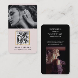 photos qr code scannable barcode modern blush pink business card
