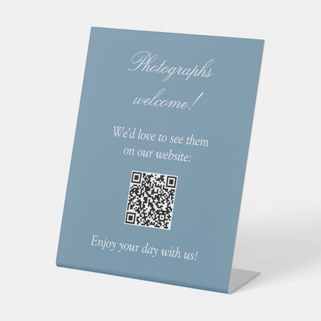 Photos Welcome Easy QR Code Dusty Blue Sign (Front)