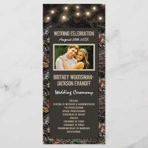 PhotoString Lights + Hunting Camo Wedding Programs