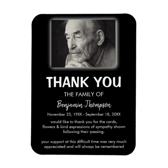 PhotoThank You Funeral Favour Magnet (Vertical)