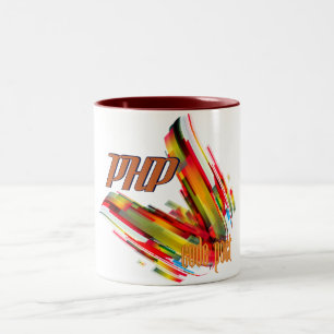 PHP- Multicolor Code Swirl Two-Tone Coffee Mug