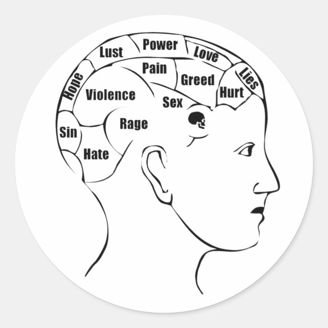 Phrenology Classic Round Sticker (Front)