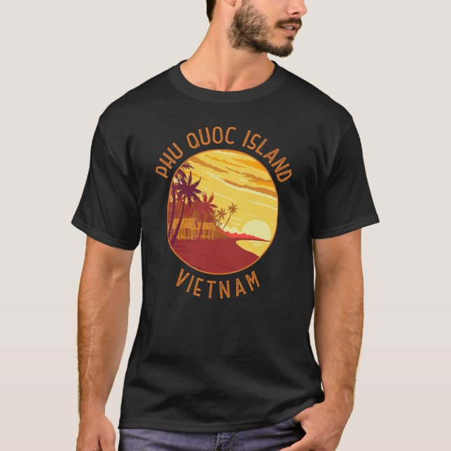 Phu Quoc Island Vietnam Retro Distressed Circle T-Shirt (Front)