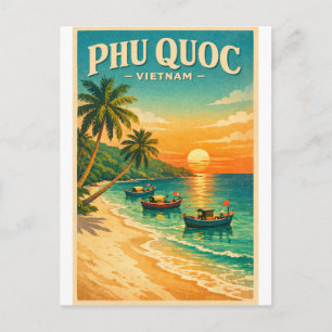 Phu Quoc Island, Vietnam retro travel Postcard