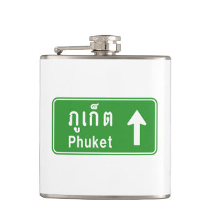 Phuket Ahead ⚠ Thai Highway Traffic Sign ⚠ Hip Flask